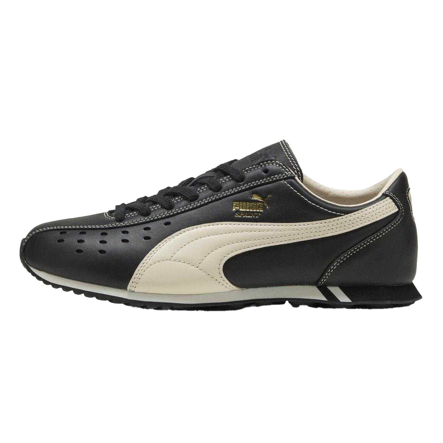 Zapatillas Deportivas de Cuero Sprint Plano para Mujer Negro, Blanco 3/6