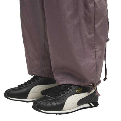 Lederen platte sprintschoenen voor dames (zwart, wit)