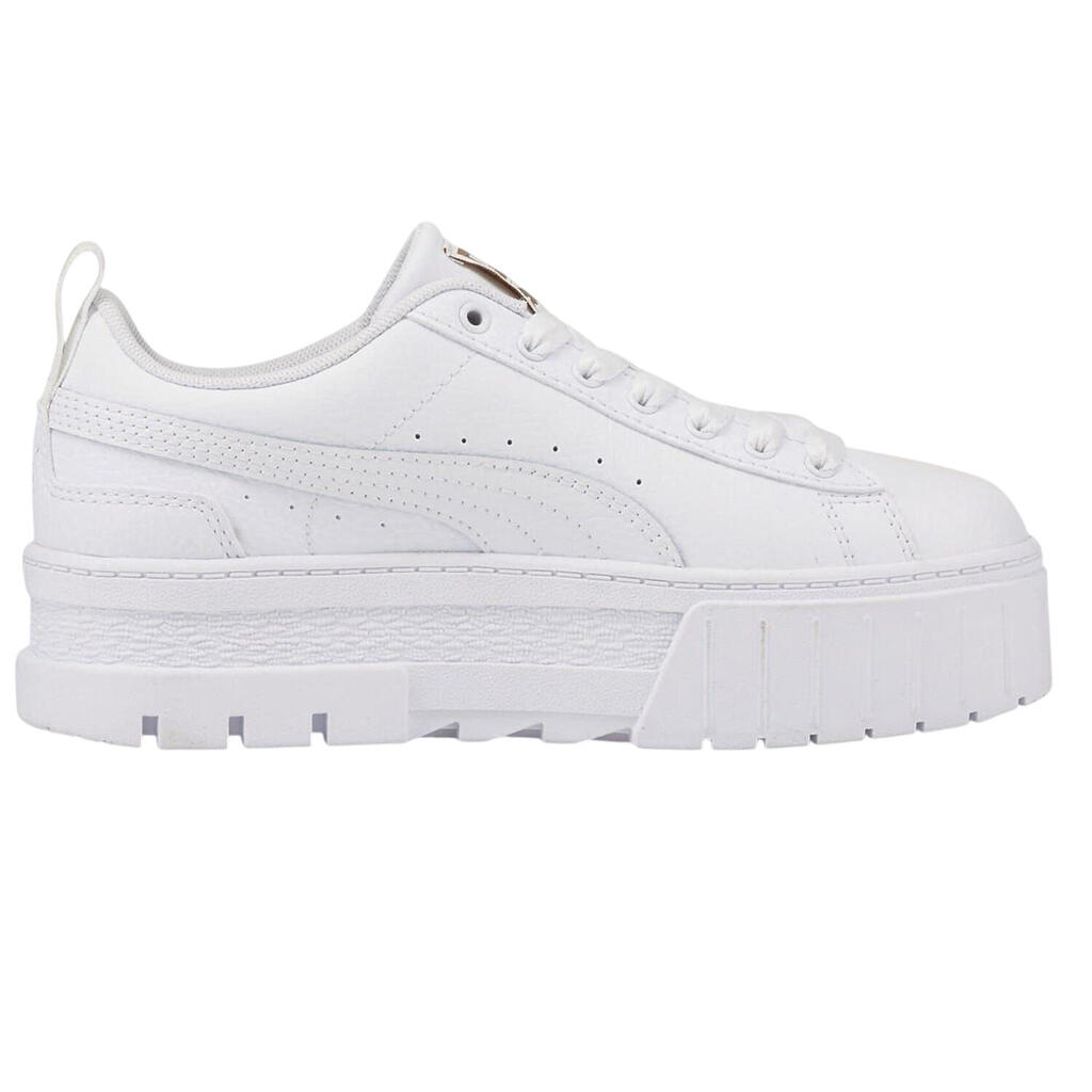 Womens/Ladies Mayze Leather Platform Trainers (White)