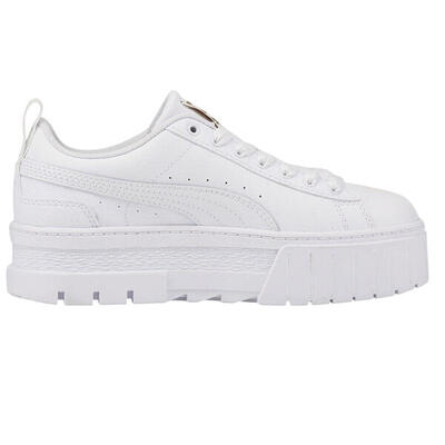 Mayze leren platformsportschoenen voor dames (wit)