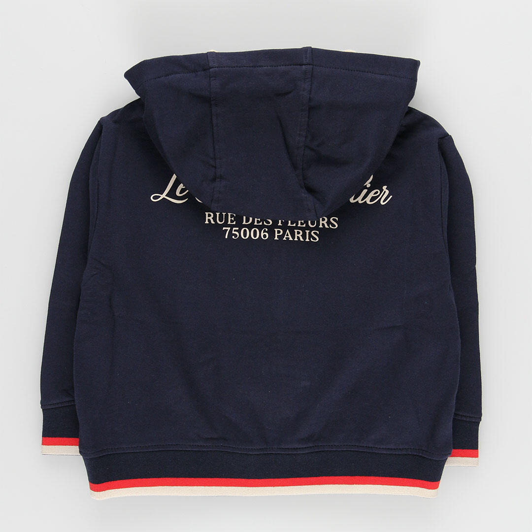 Chaqueta felpa niña azul marino con capucha 2/4