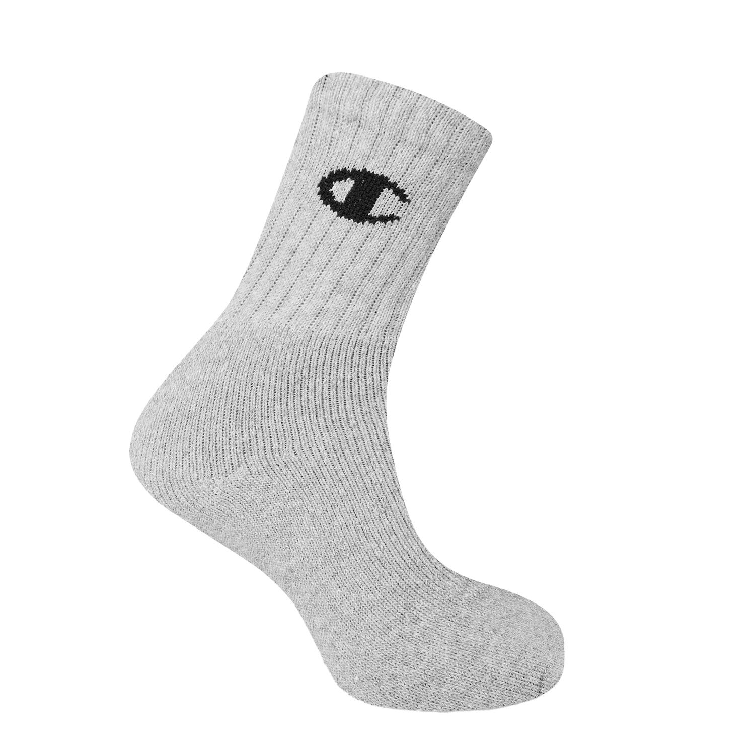 Childrens/Kids Crew Socks (Pack of 3) (Grey/White/Black) 4/4