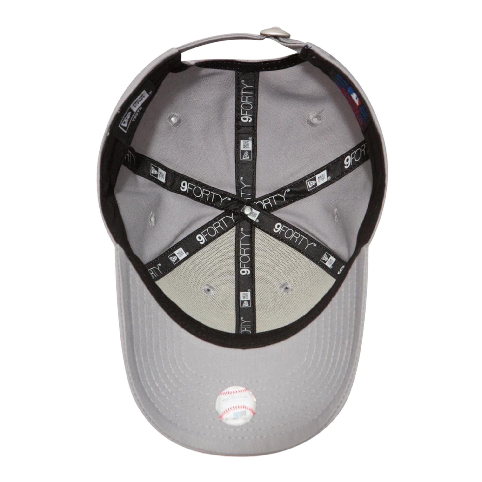 Cap Baseball Cotone Bambini New Era 9Forty Grigio Bianco 3/4