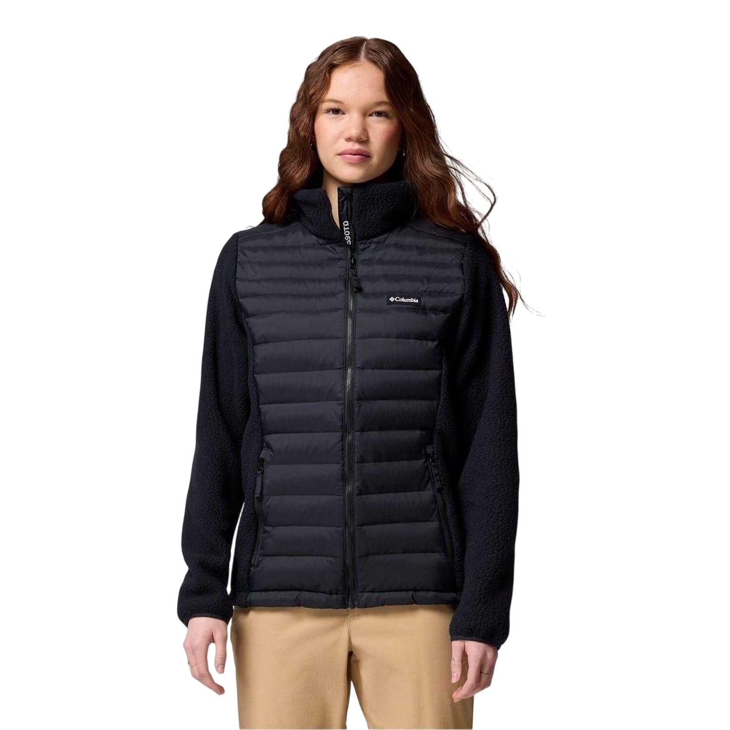Womens/Ladies Patterned Zip Neck Hybrid Jacket (Black) 2/4