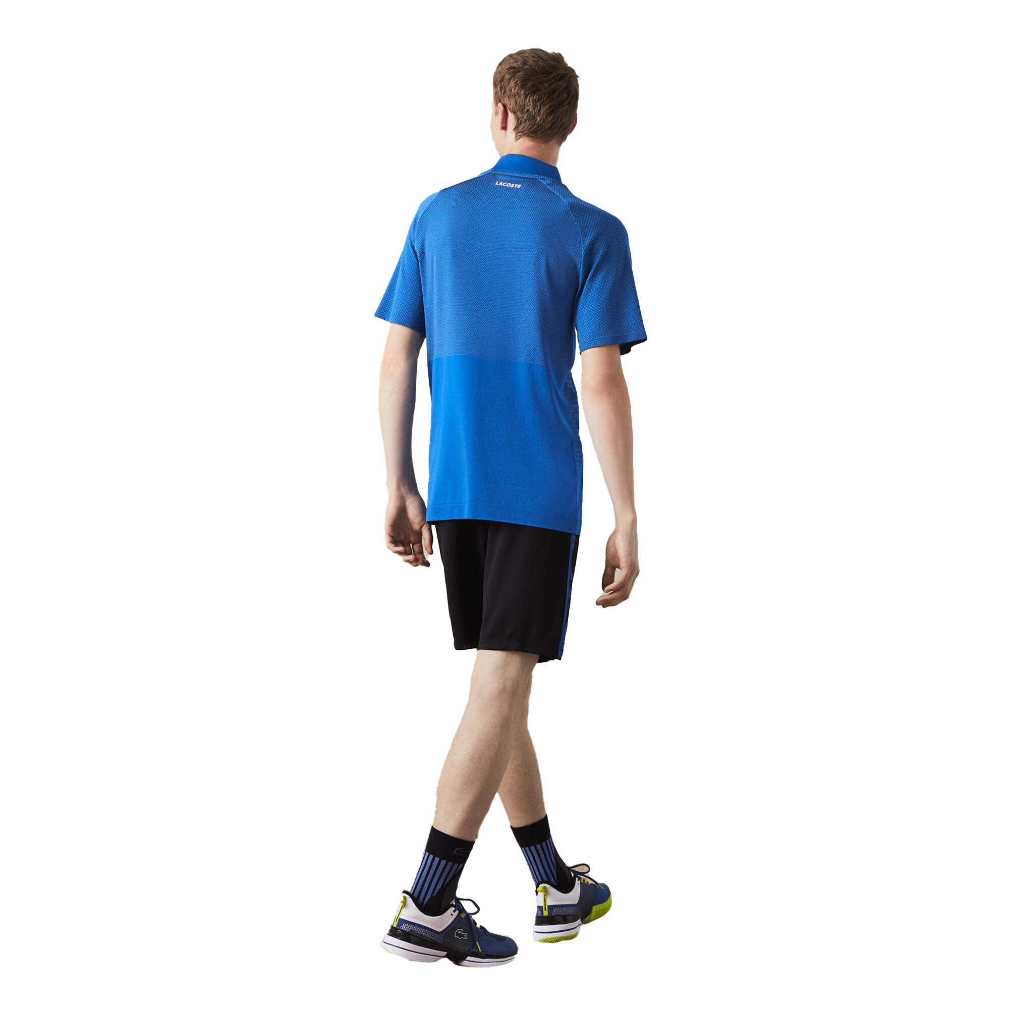 Mens Geometric Pattern Ultra Dry Polo Shirt (Blue) 3/4