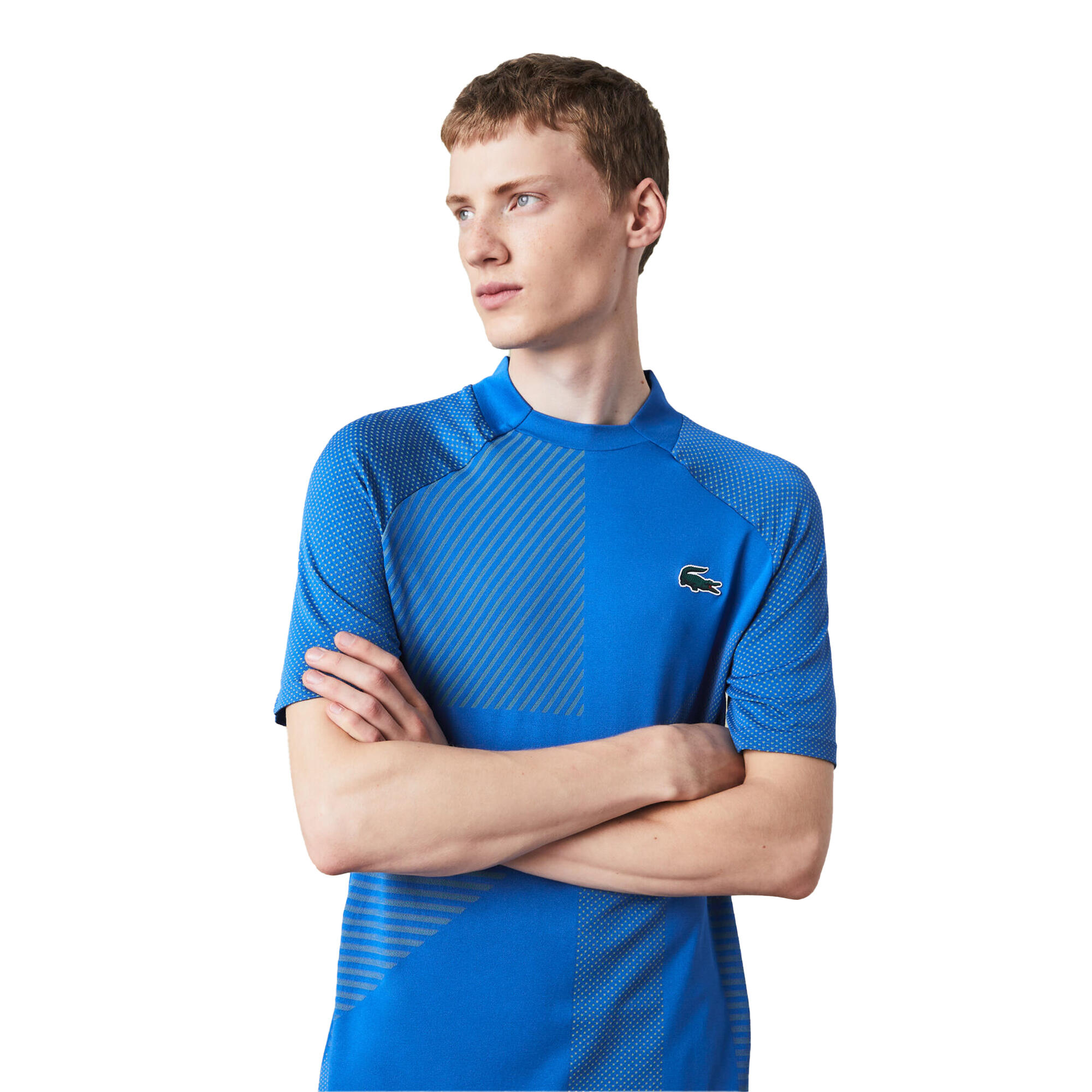 Mens Geometric Pattern Ultra Dry Polo Shirt (Blue) 4/4