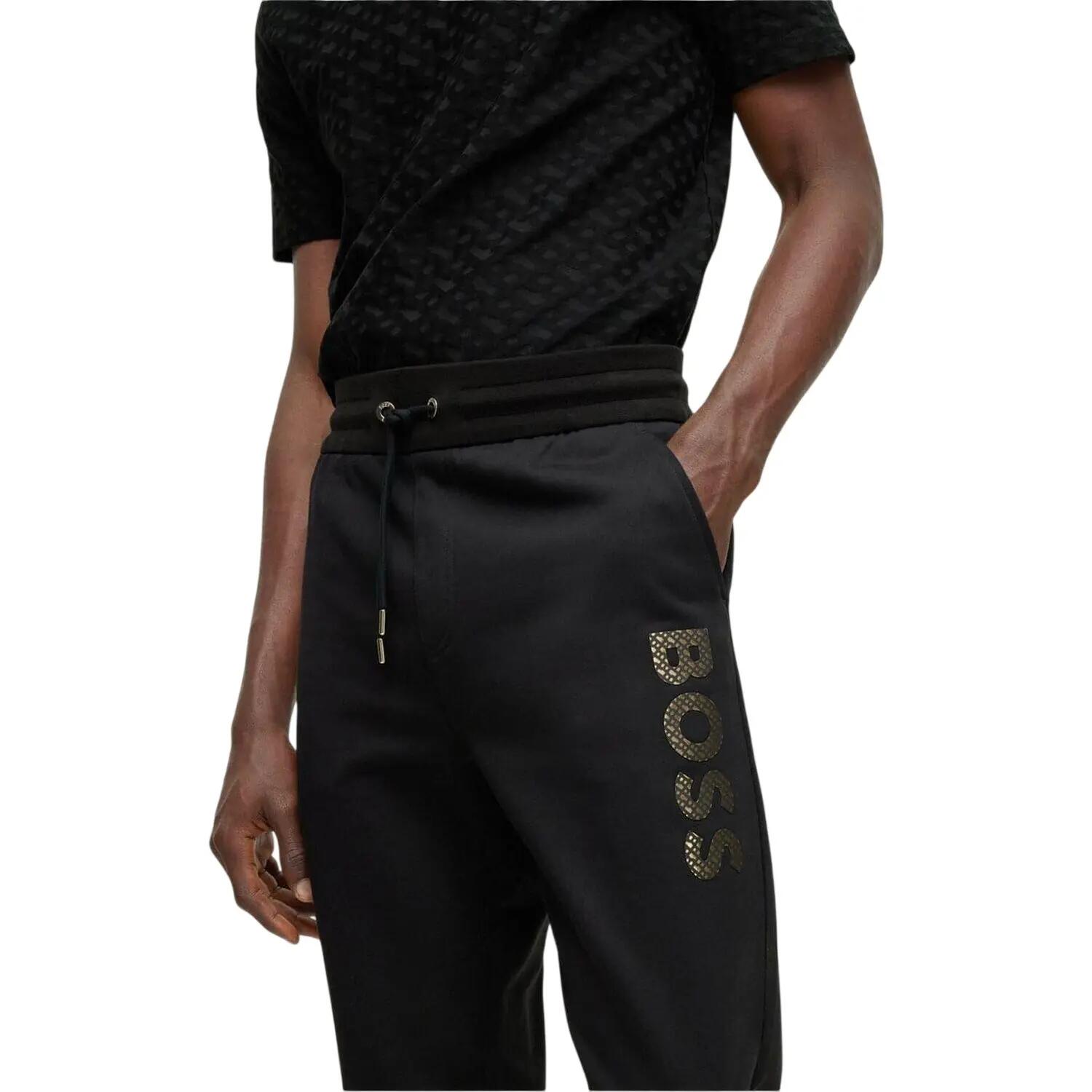 Mens Lamont Vertical Logo Slim Joggers (Black) 3/4