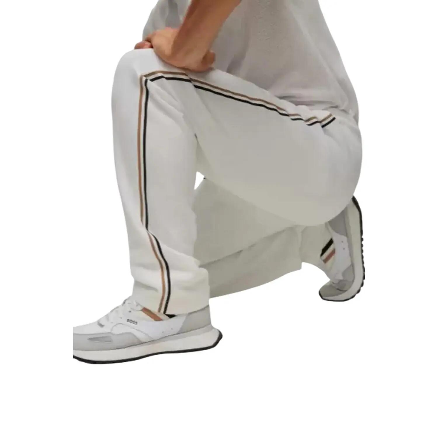 Pantaloni Da Jogging Striscia Laterale Uomo Boss Bianco 4/4