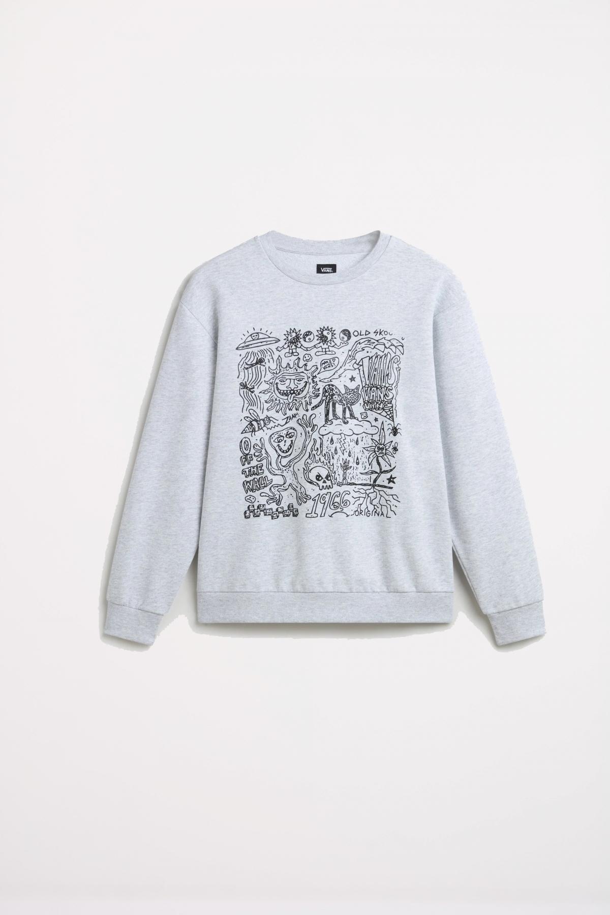 Bluza polarowa VANS SKOOL DOODLE FT RELAXED CREW Szary 5/5