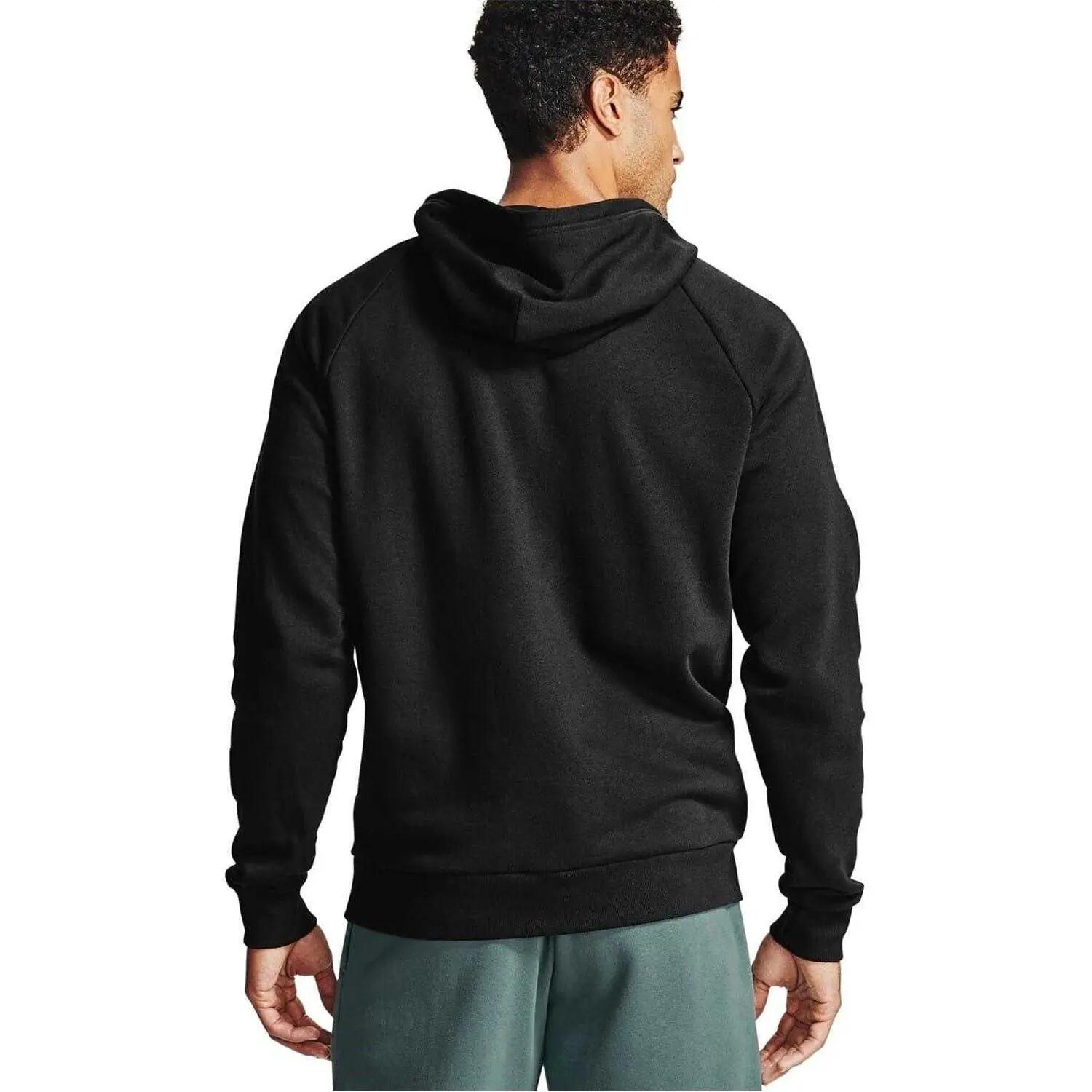 Felpa Con Cappuccio E Zip Intera Pile Uomo Under Armour Rival Nero 3/4