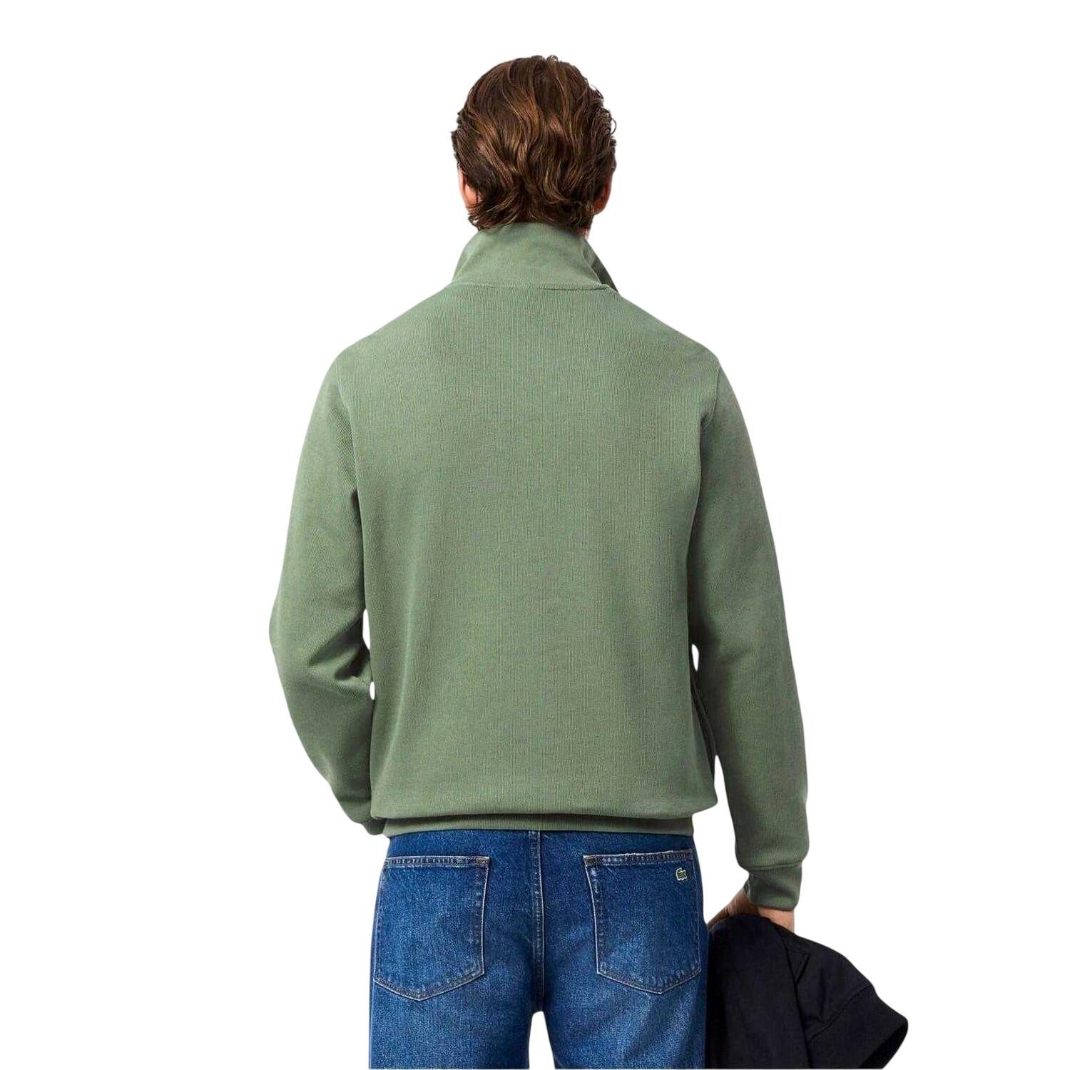 Sweatshirt für , mit kurzem Reißverschluss, Baumwollmischung Herren Thymian-Grün 2/3