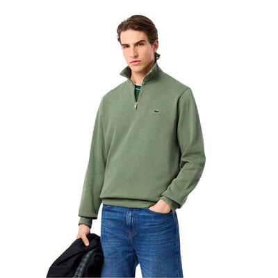Felpa Misto Cotone Cerniera Ad Un Quarto Uomo Lacoste Verde