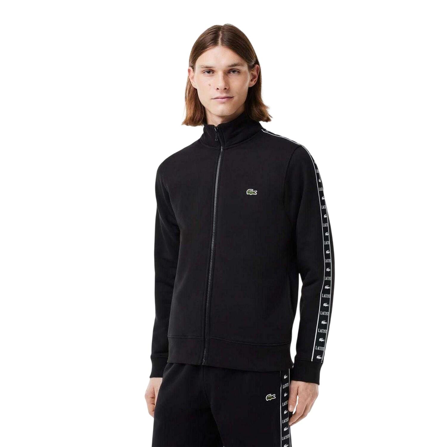 Mens Stripe Full Zip Sweatshirt (Black) 3/4