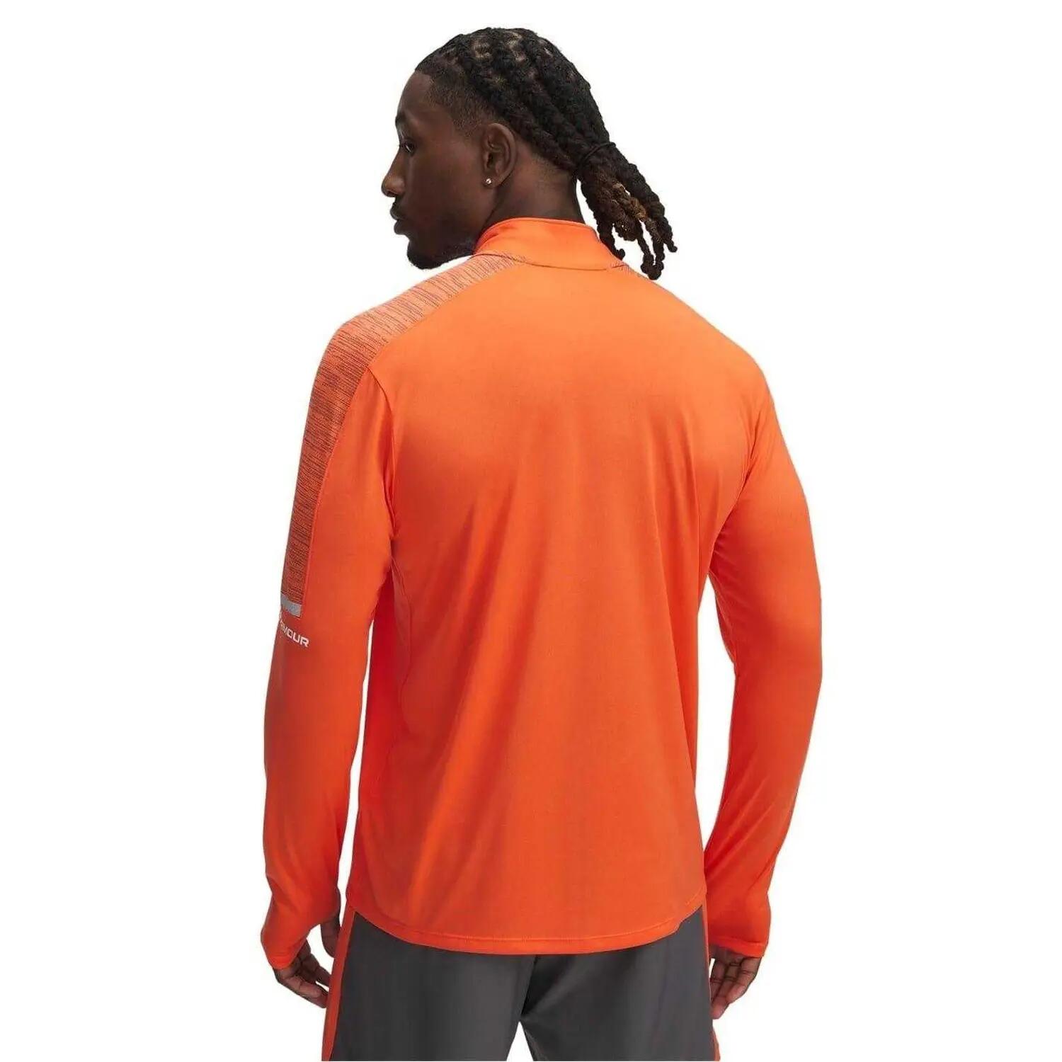 Felpa Corsa Tessuto Tecnico Manica Lunga Uomo Under Armour Arancio 2/3