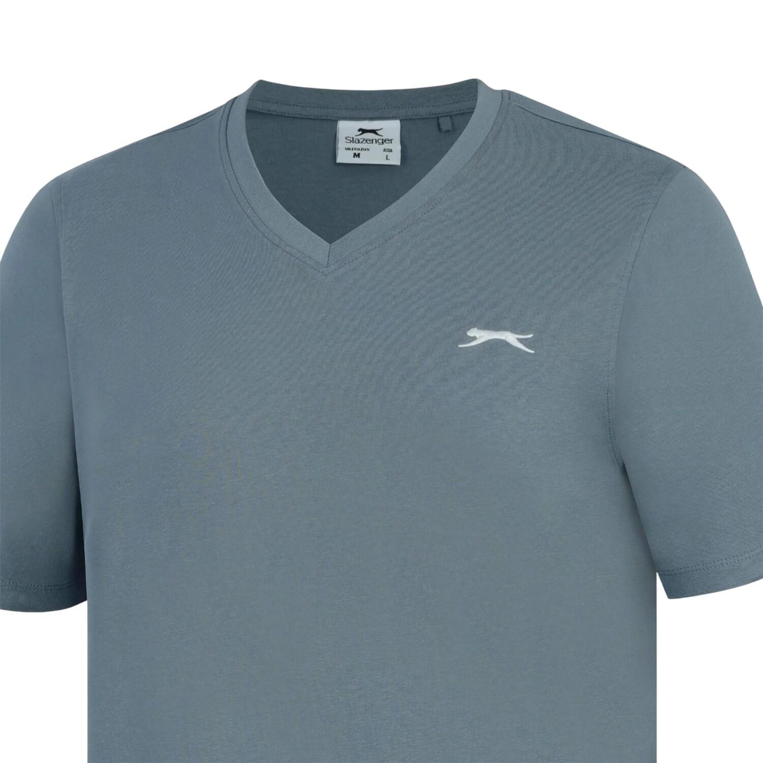 Mens Embroidered Logo Cotton TShirt (Slate Blue) 4/4
