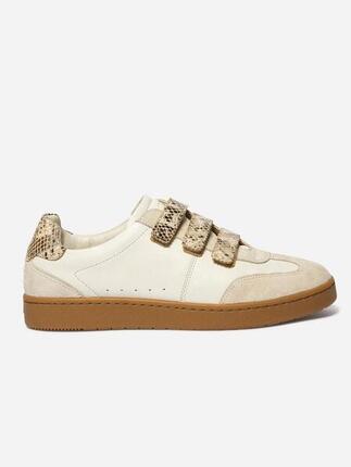 Chaussures - Sport - Femme - Cuir, velcro, talon 28 mm - VANILLA - Blanc/ecru