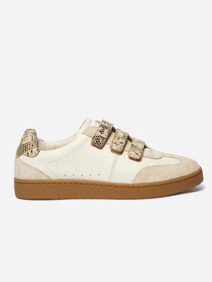 Chaussures - Sport - Femme - Cuir, velcro, talon 28 mm - VANILLA - Blanc/ecru