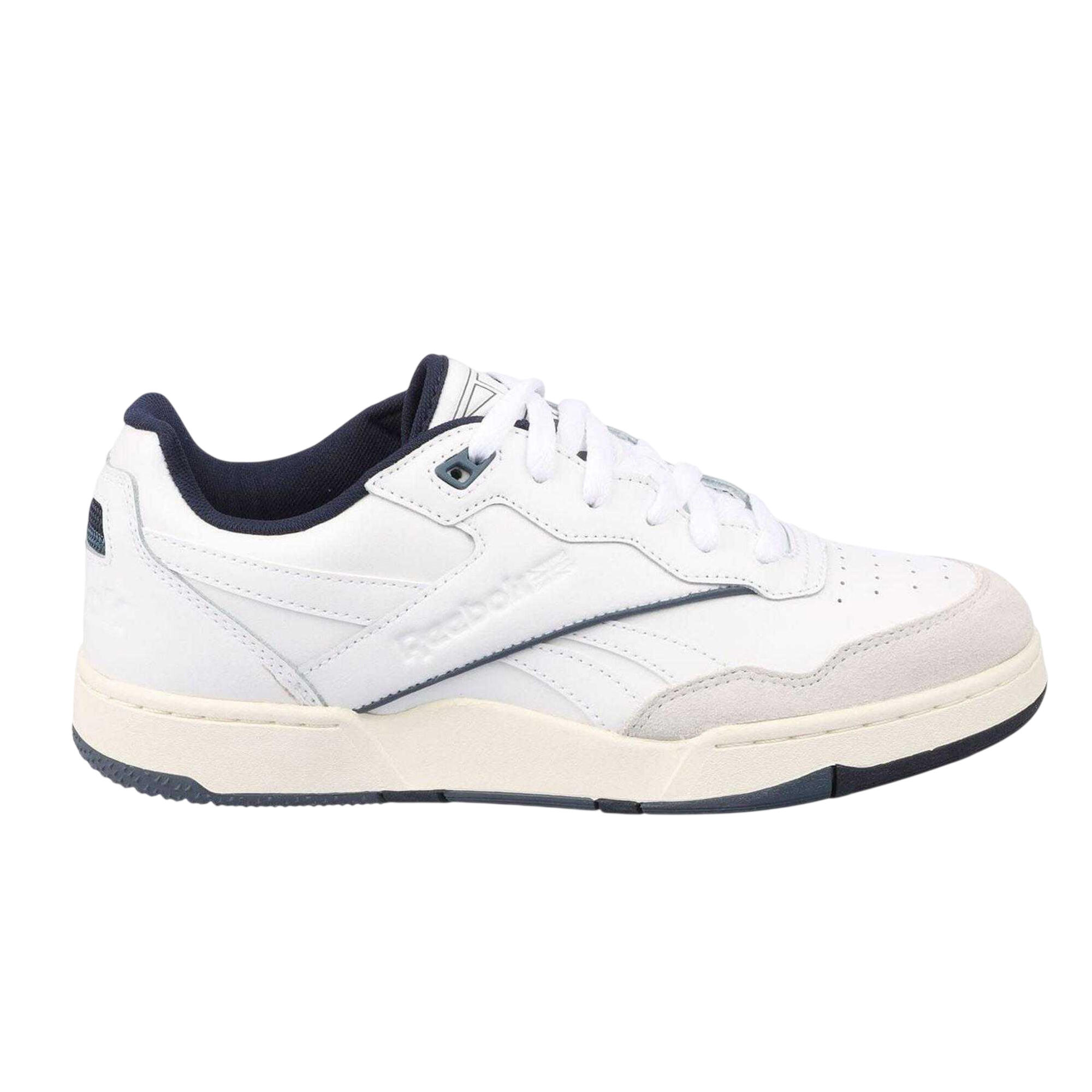 Scarpe Sportive PelleUomo Reebok BB 4000 II Bianco Blu Navy 3/4
