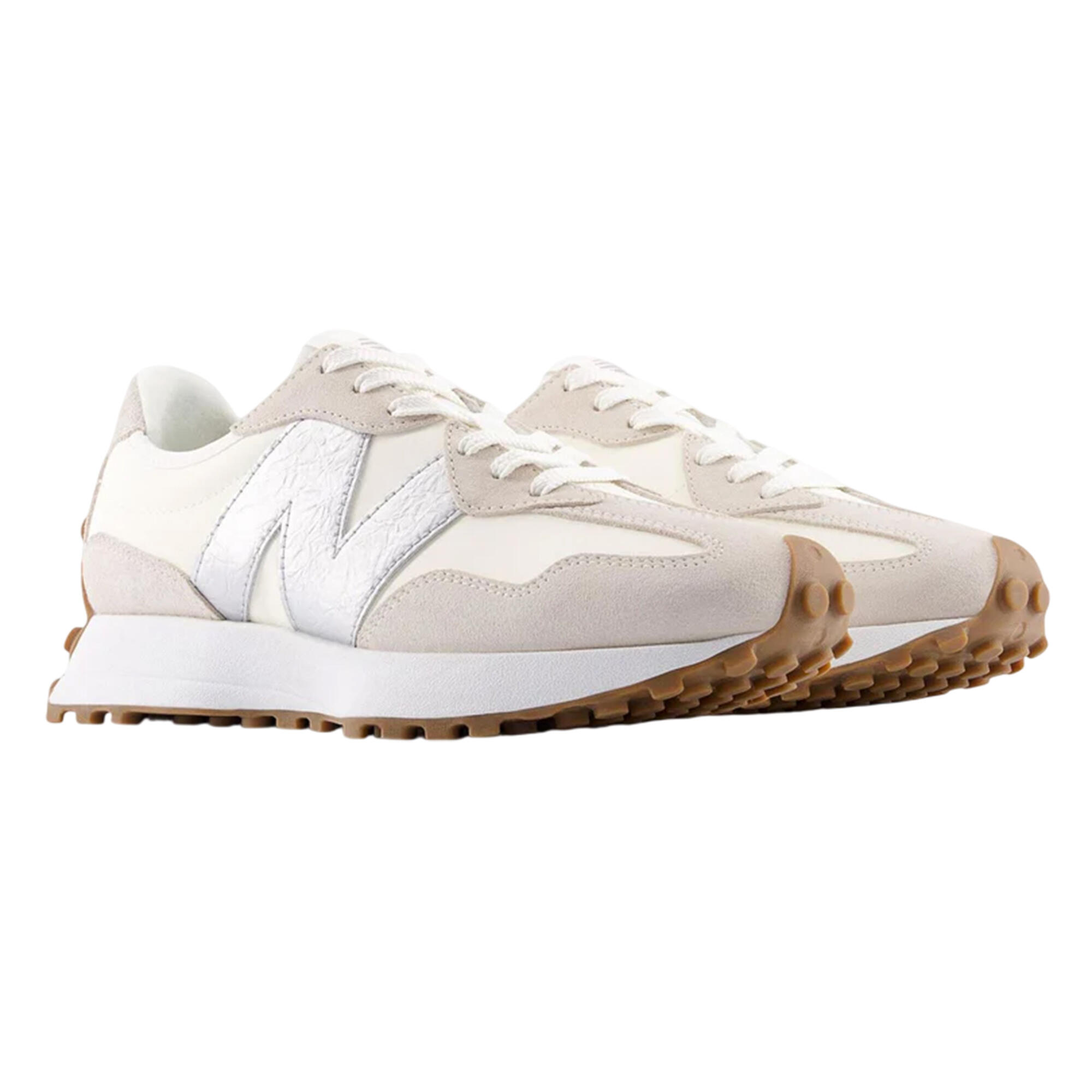 Womens/Ladies 327 Suede Flat Trainers (White/Silver) 4/4