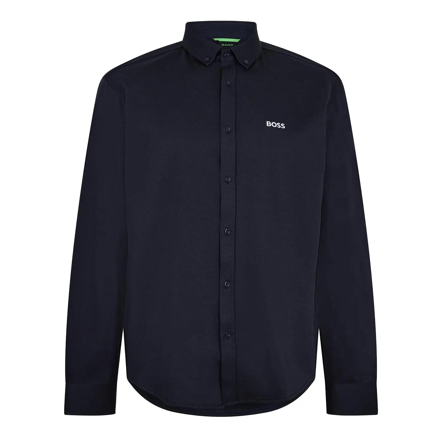 Camicia Logo Cotone Uomo Boss Motion Blu Scuro 2/4