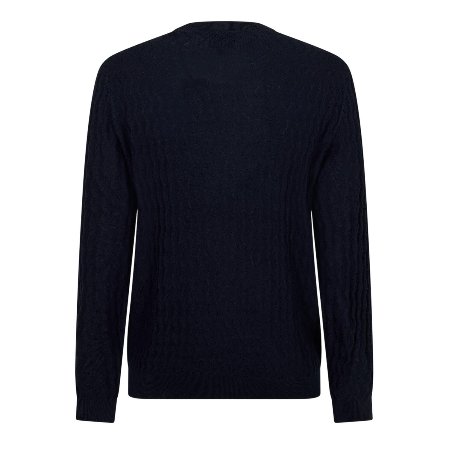 Mens Textured Knit Pullover (Navy) 2/2