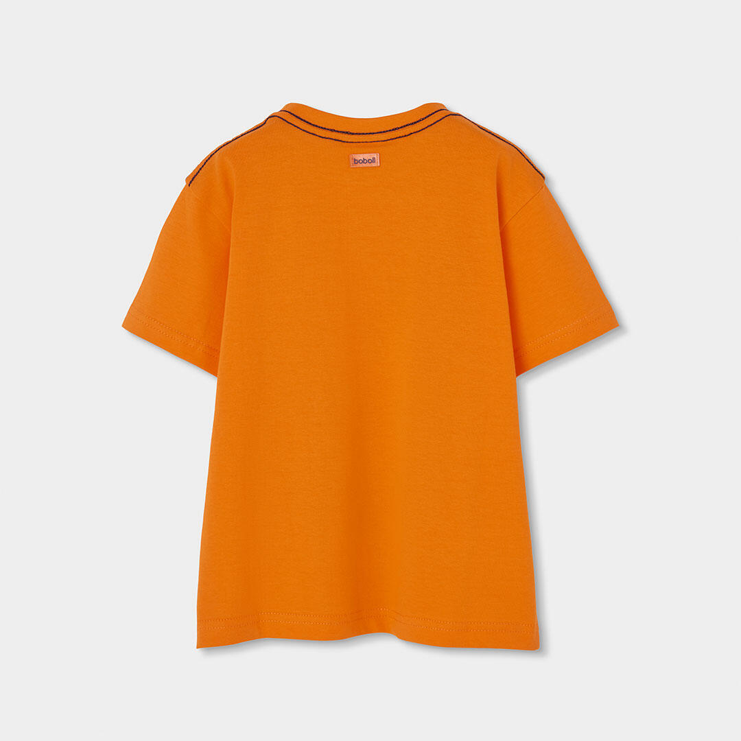 Camiseta de algodón naranja con estampado tropical para niño 2/4