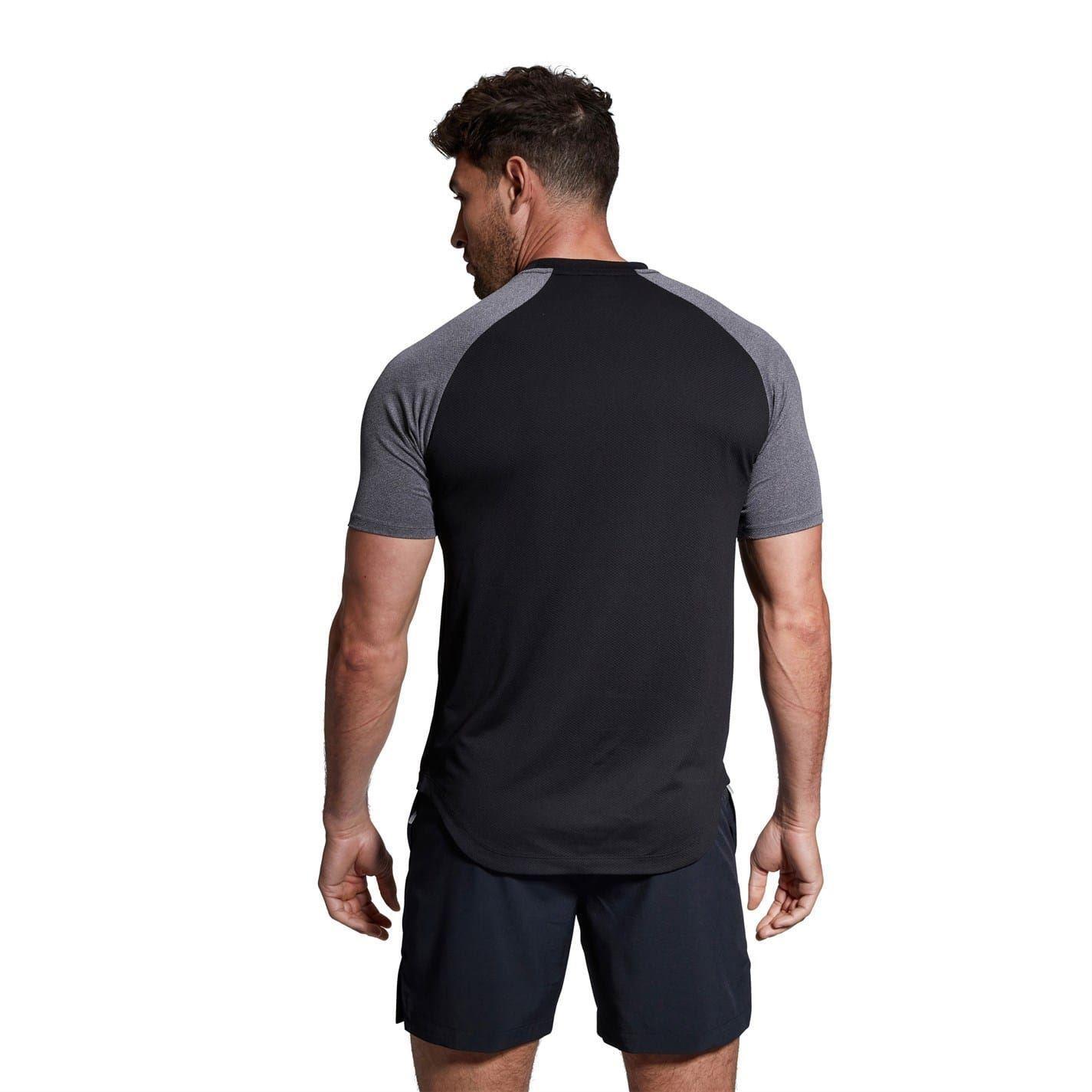 Mens Elt Crew Neck Slim Raglan Athletic TShirt (Black Marl) 2/4