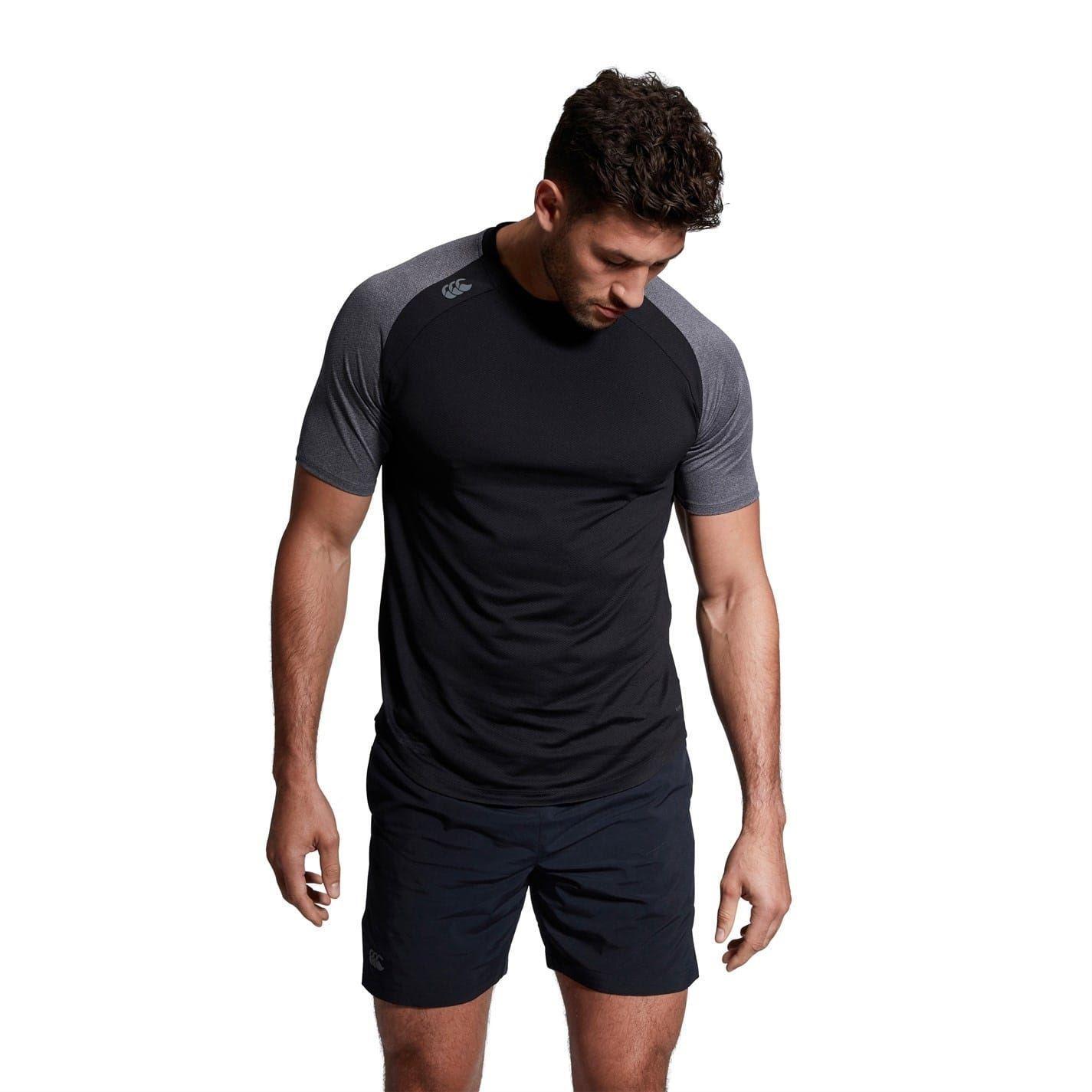 Mens Elt Crew Neck Slim Raglan Athletic TShirt (Black Marl) 4/4