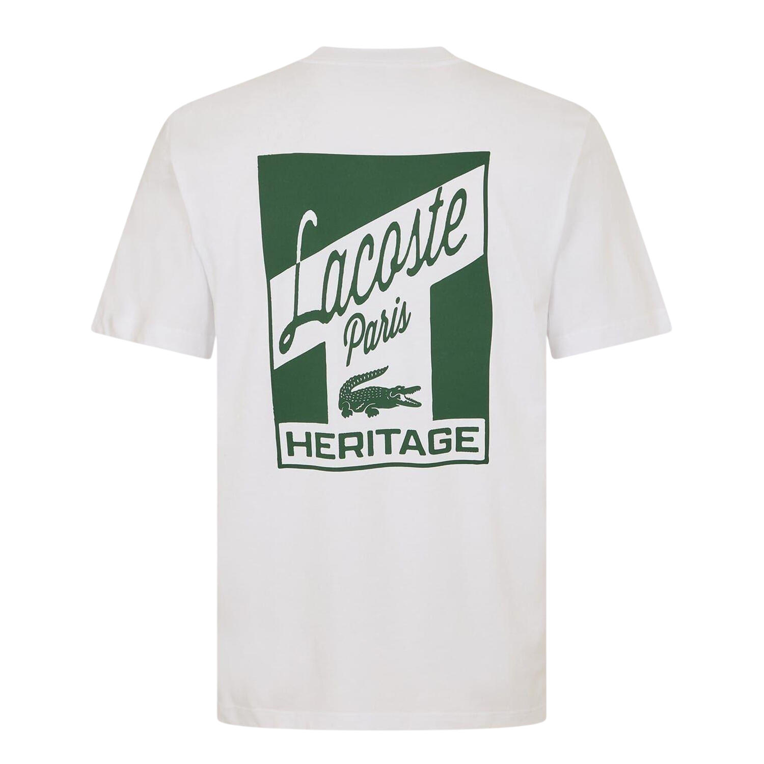 Maglietta Cotone Organico Uomo Lacoste Heritage Bianco 3/4