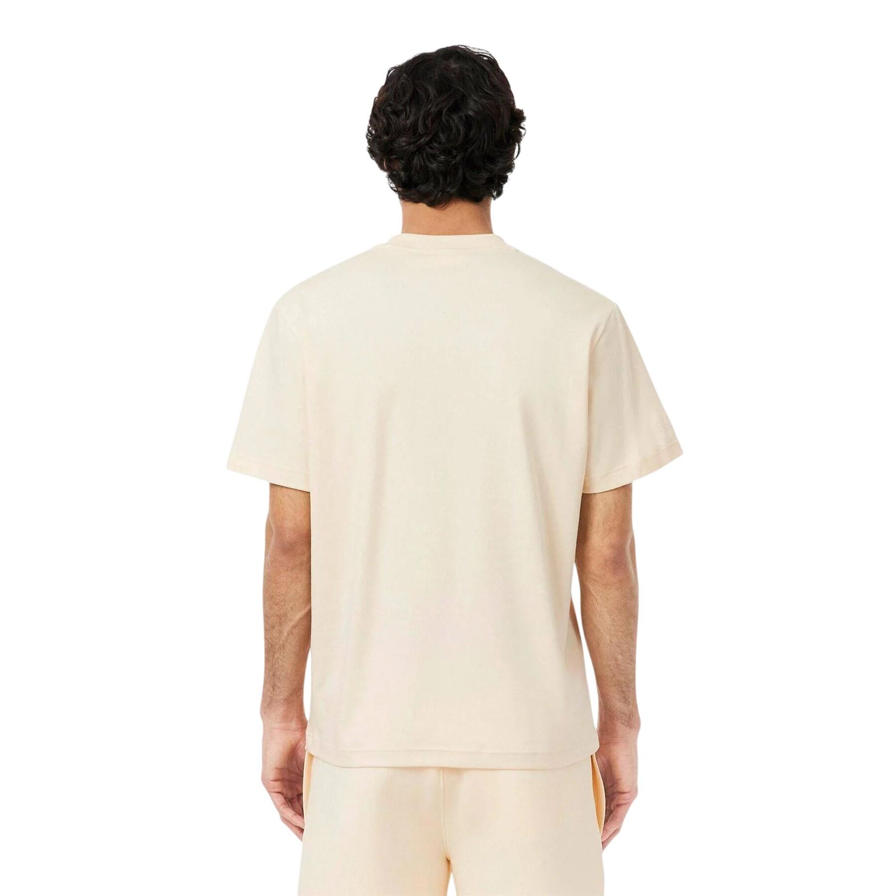 Maglietta Logo Cotone Uomo Lacoste Paris Crema 3/4