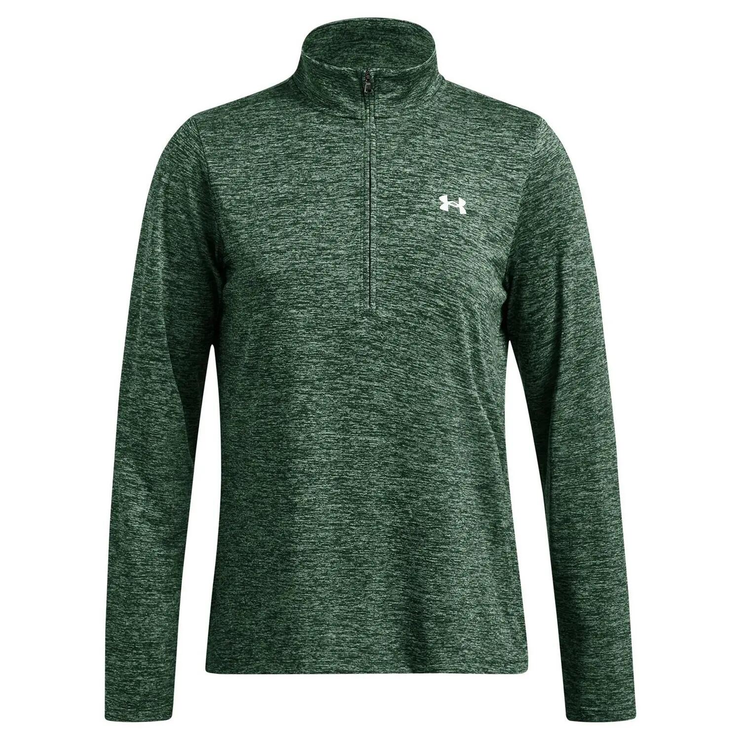 Top Struttura Mezza Cerniera Donna Under Armour Tech Verde Foresta 2/4