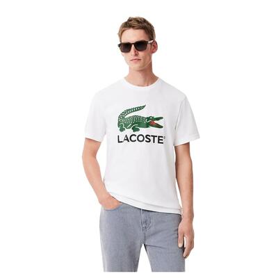 Maglietta Regolare Stampa Coccodrillo Uomo Lacoste Bianco