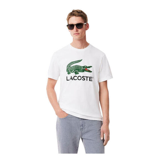 Maglietta Regolare Stampa Coccodrillo Uomo Lacoste Bianco