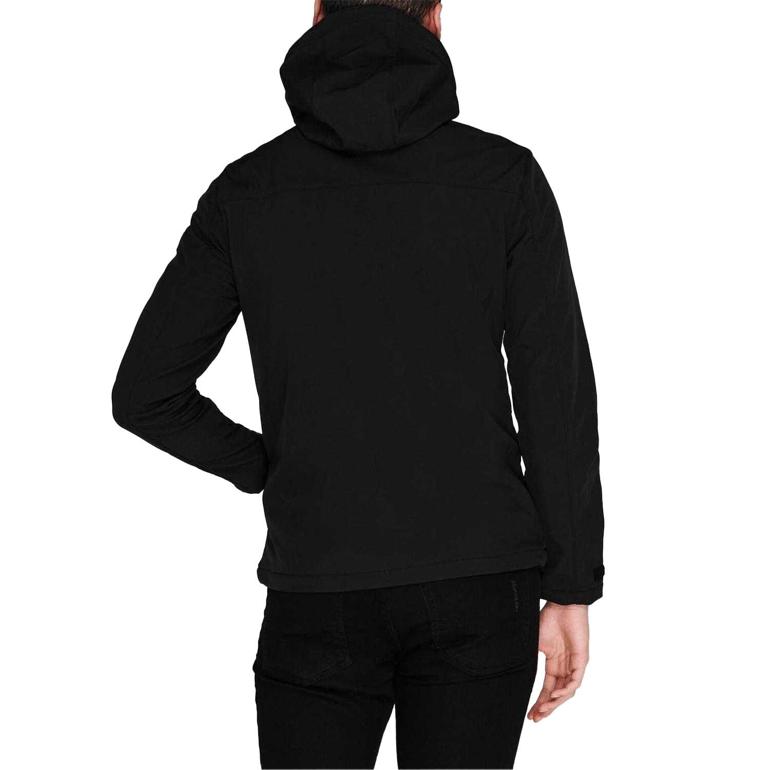 Mens Logo Polyester Full Zip Hoodie (Deep Black) 3/5