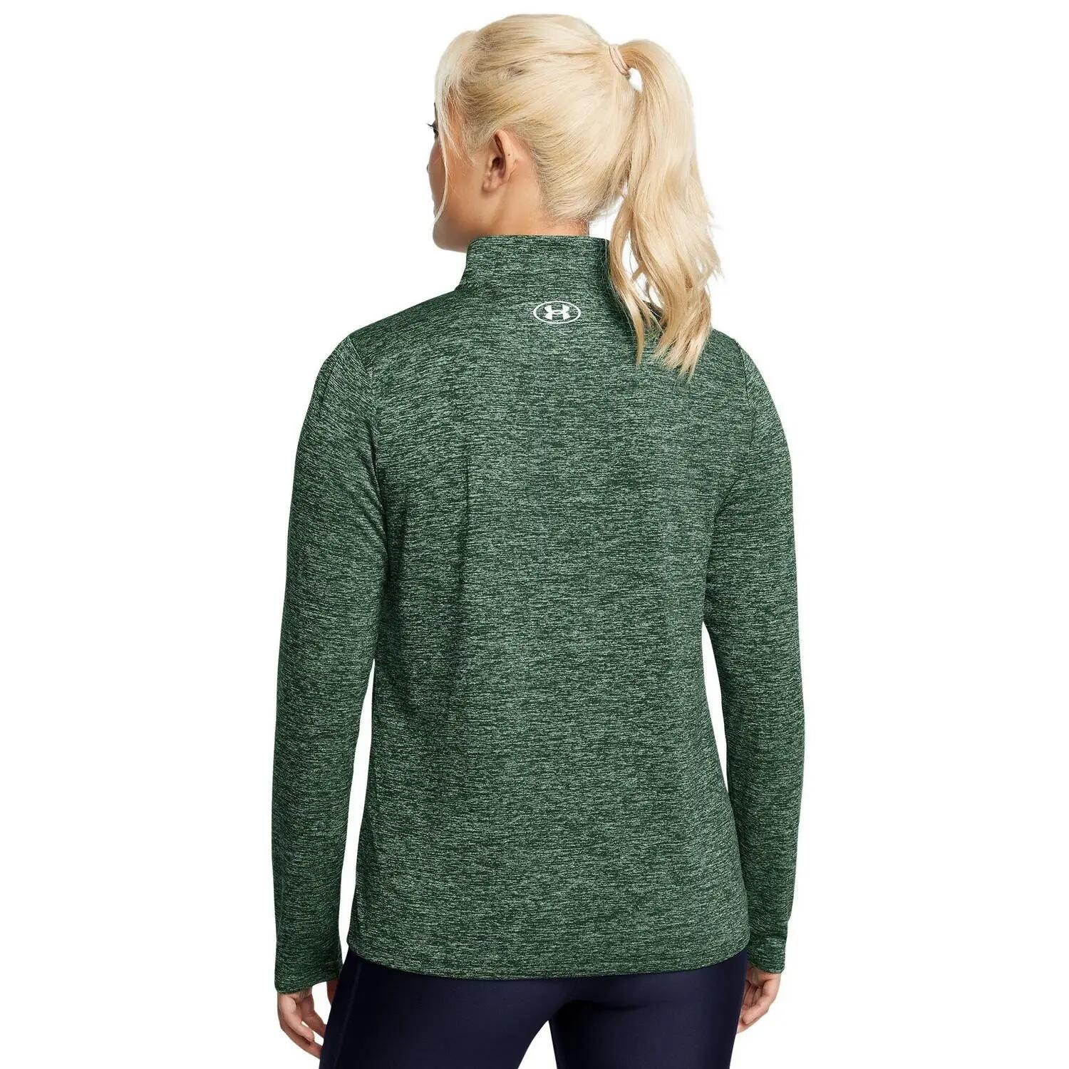 Top Struttura Mezza Cerniera Donna Under Armour Tech Verde Foresta 4/4