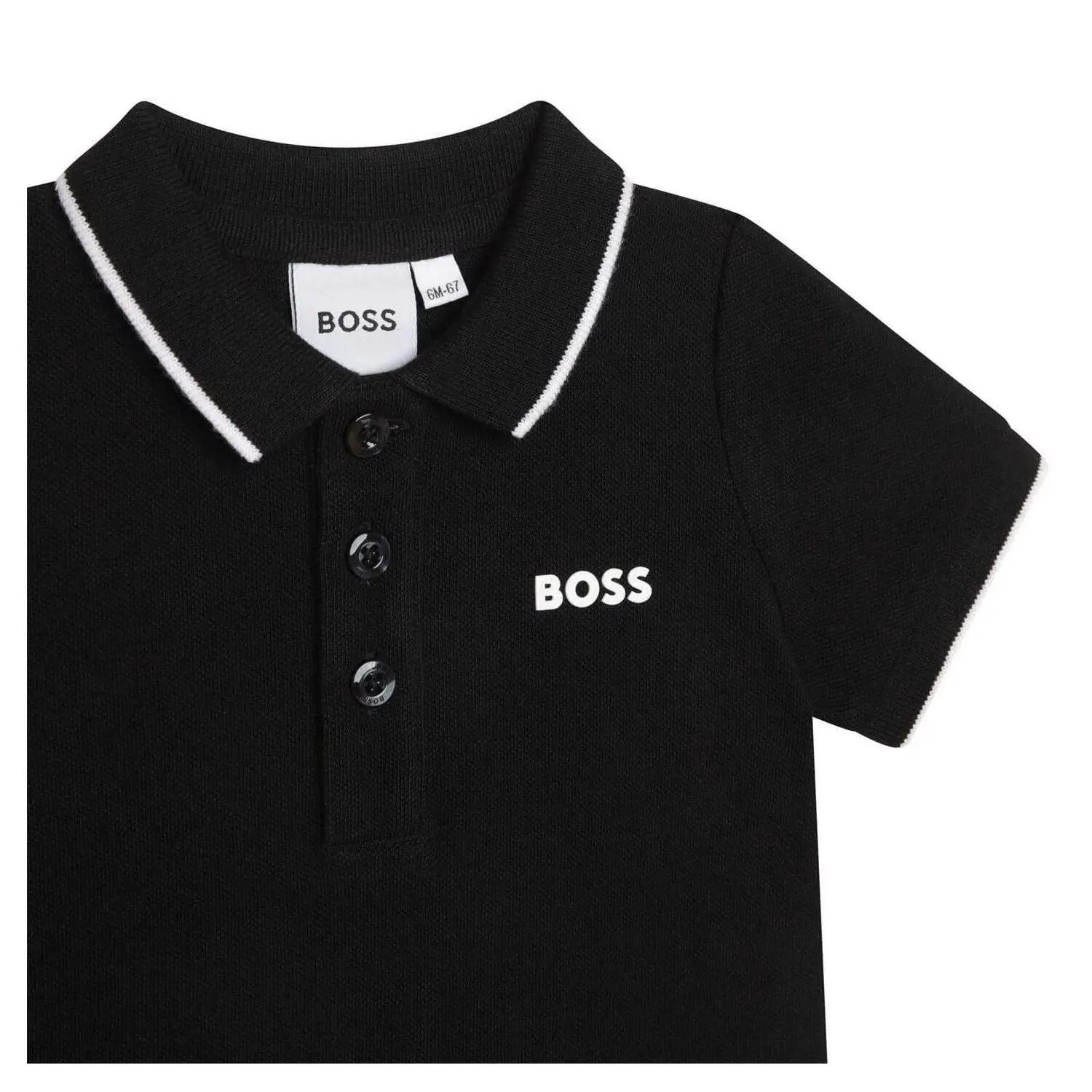 Maglietta Polo Cotone Neonato Boss Nero 3/3