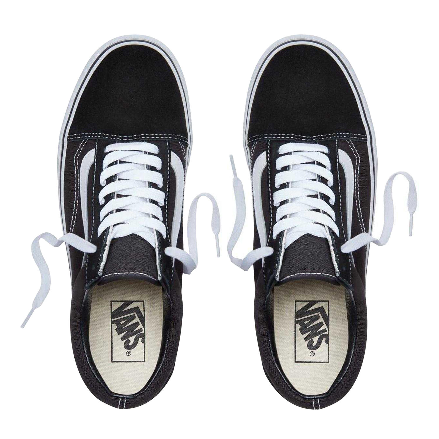 "Old Skool" SkaterSchuhe für Herren Unisex, Wildleder Damen Schwarz/Weiß 3/4