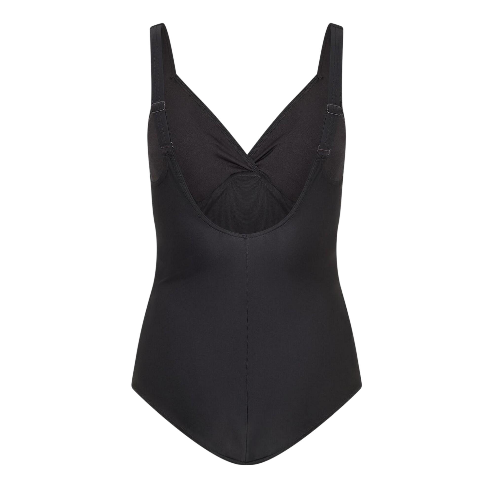 Maillot De Bain 1 Pièce Uni Style Natation Femme (Noir) 2/2