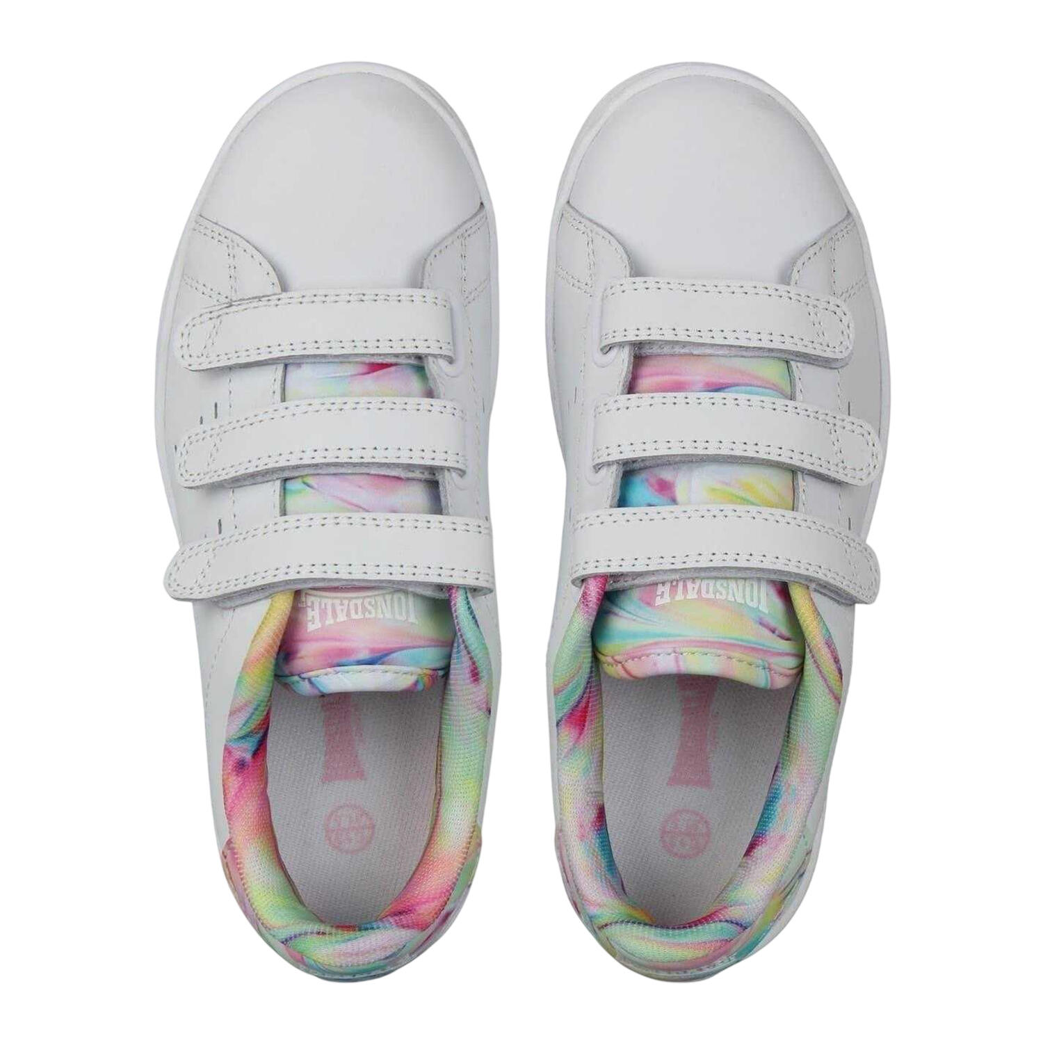 "Leyton" Sneaker für , Leder, Klettverschluss, Flach Kinder Weiß/Grün/Schwarz 3/4