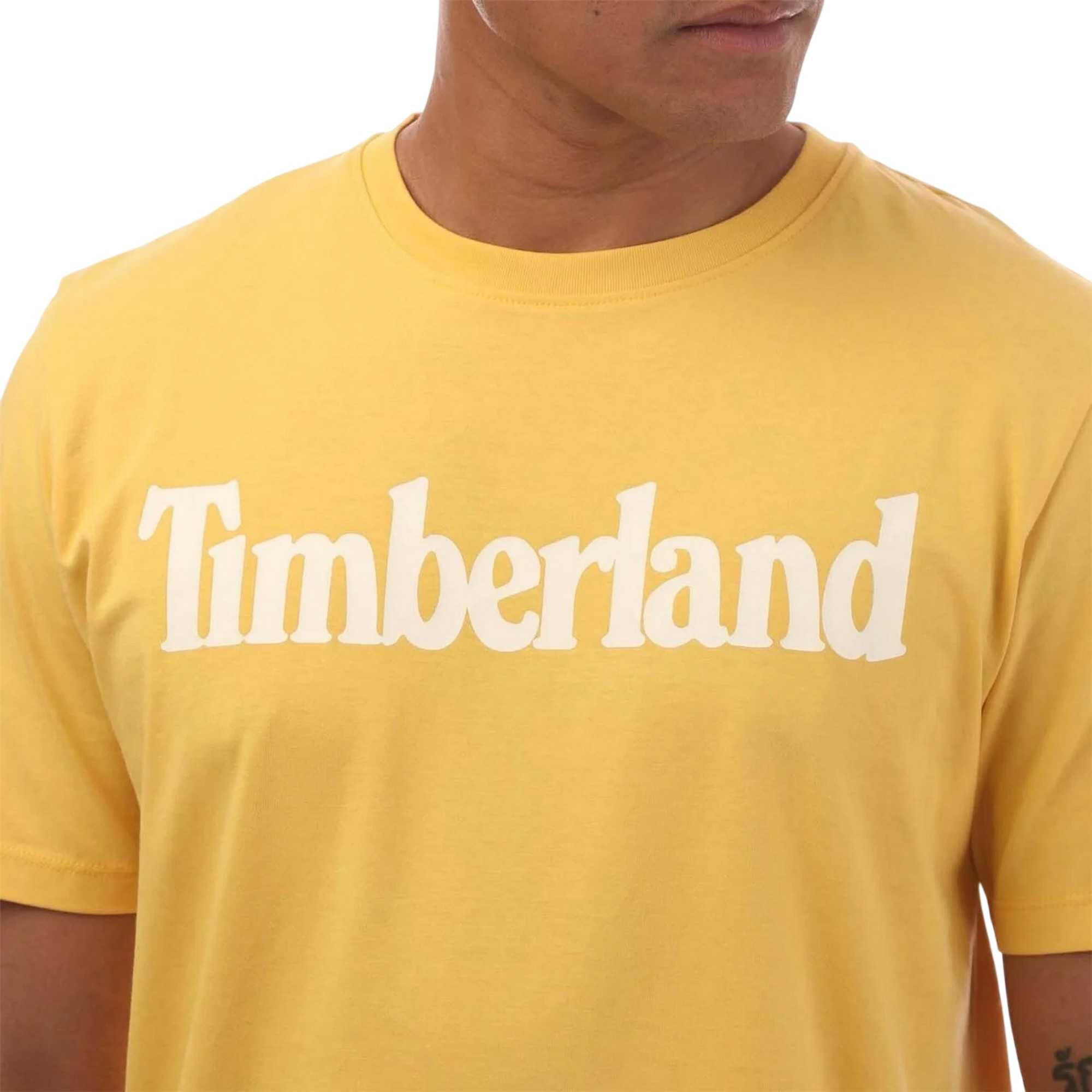 Mens Northwood Wordmark Cotton Crew Neck TShirt (Yellow) 3/4