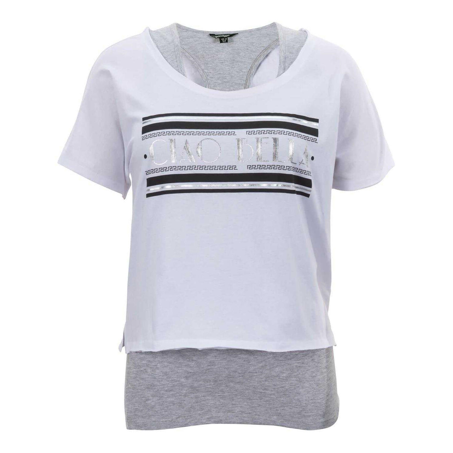 Maglietta Doppio Strato Donna Slazenger Bianco Grigio 2/3