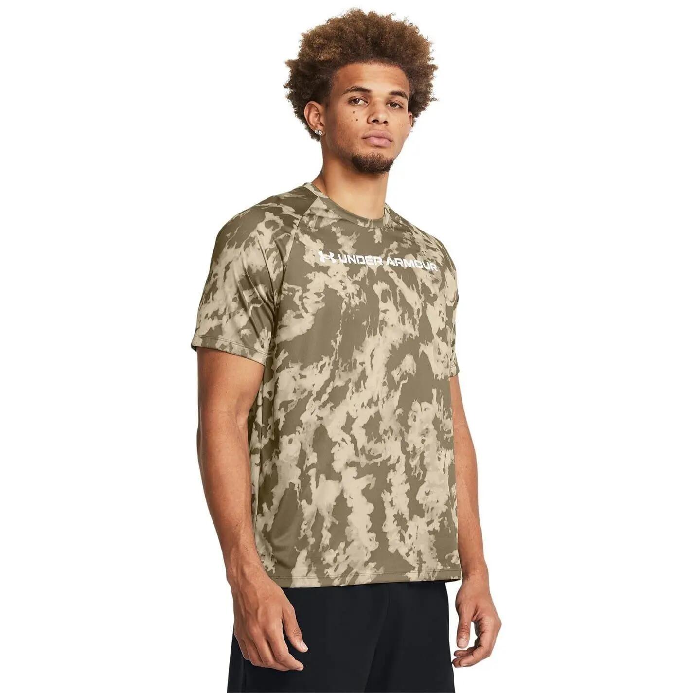 Mens Camo Technical Regular TShirt (Khaki Green) 2/4