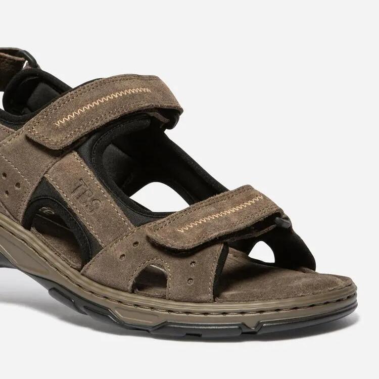 Men's Brown Leather Sandals - TBS Johalin