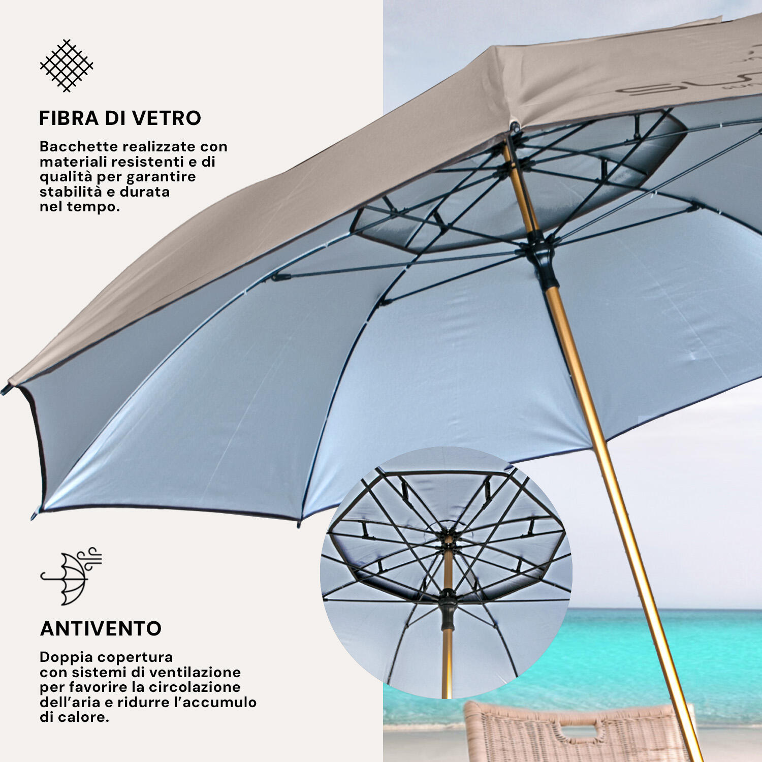 Ombrellone da Esterno Anti-UV 50+ 7/7