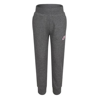 Meisjes fleece joggingbroek met logo (carbon heather)