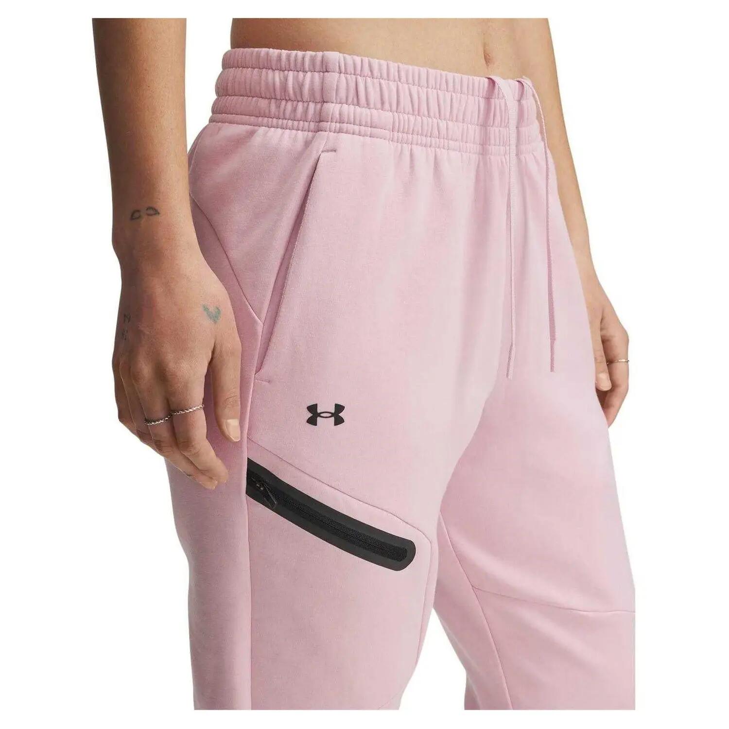 Womens/Ladies Performance Fleece Athletic Joggers (Pink) 4/4