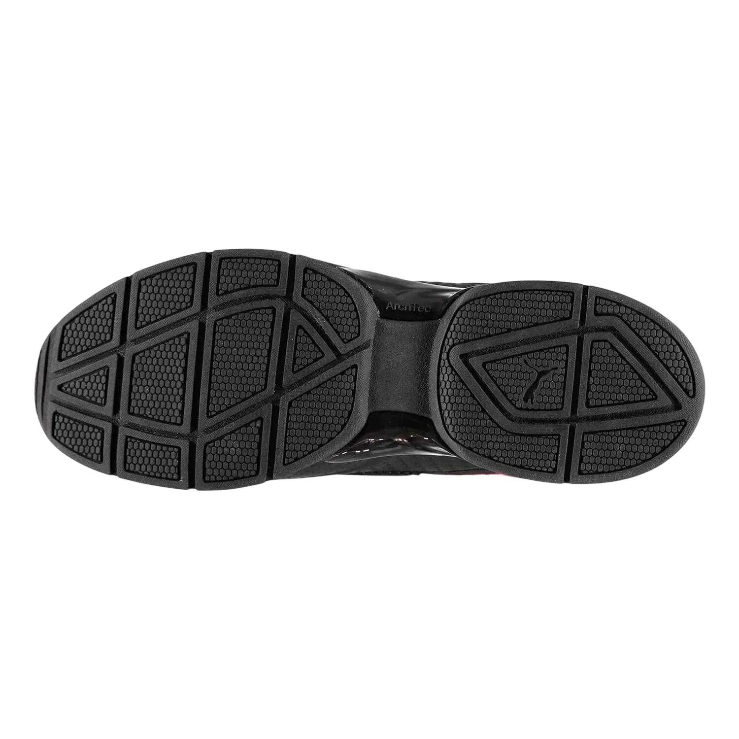 Mens Leader Bold Leather Trainers (Black/Red) 3/3