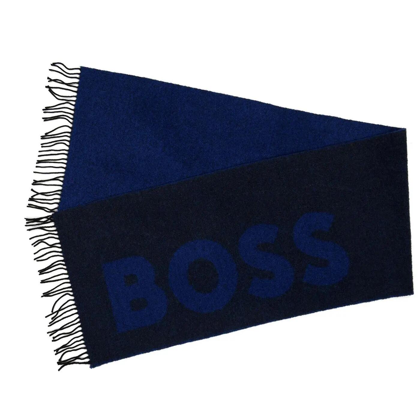 Sciarpa Logo Lana Peso Medio Uomo Boss Blu Scuro 2/2
