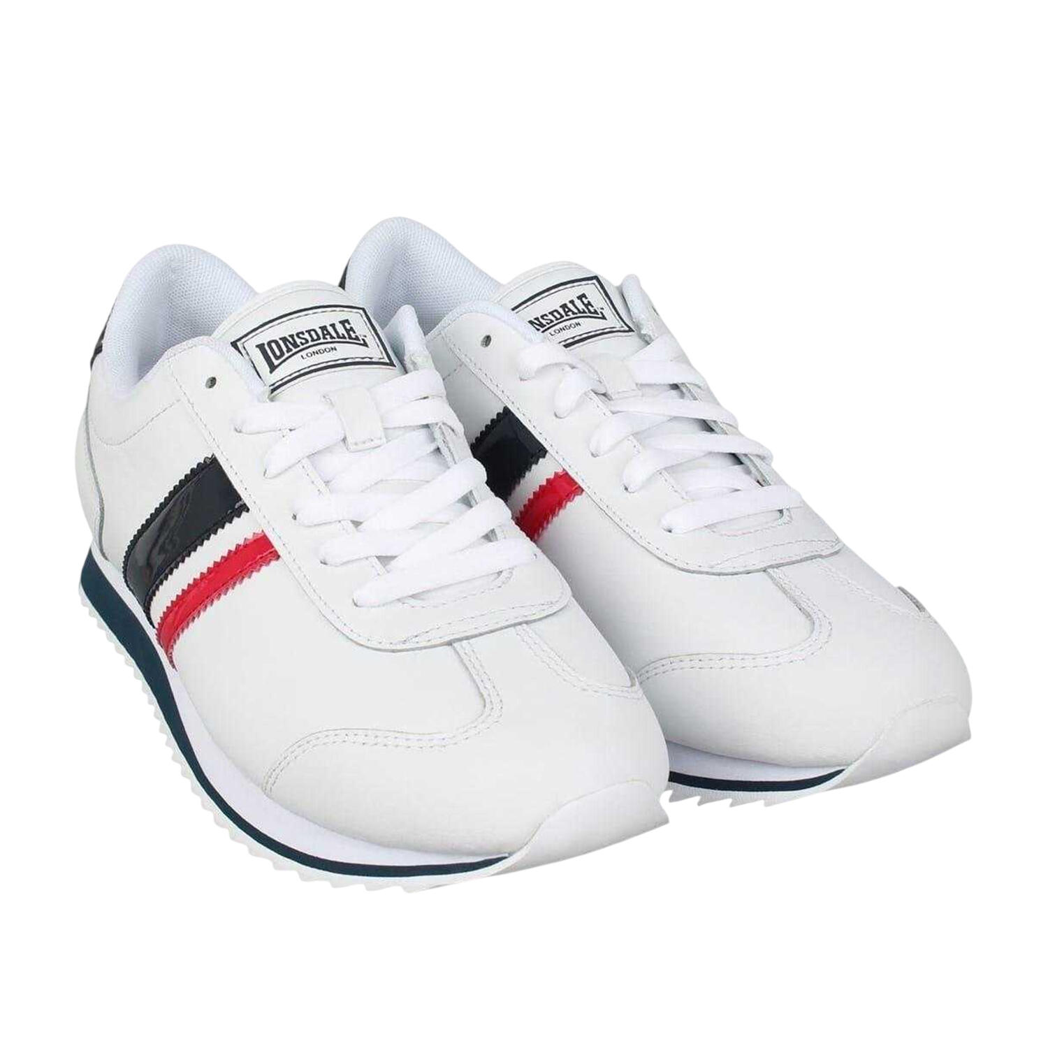 "Russell Classic" gestreift Sneaker für , Leder Herren Weiß/Marine/Rot 4/4