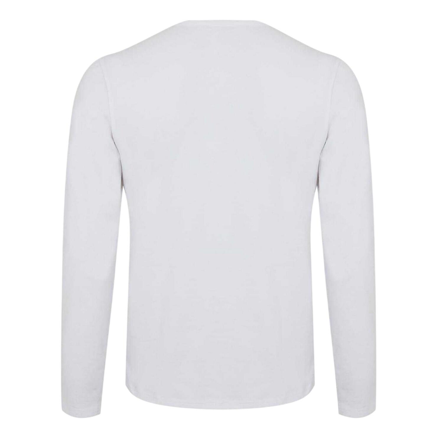 Mens Plain Crew Neck LongSleeved TShirt (White) 2/2